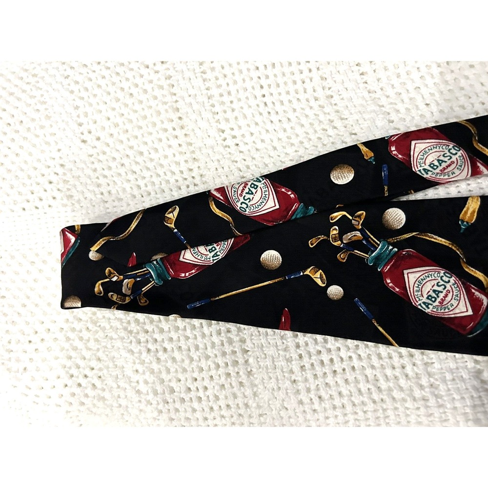 Mens Novelty Neck Tie Tabasco & Golf 100% Silk Hot Sauce Golf Funny Gifts - Picture 4 of 5